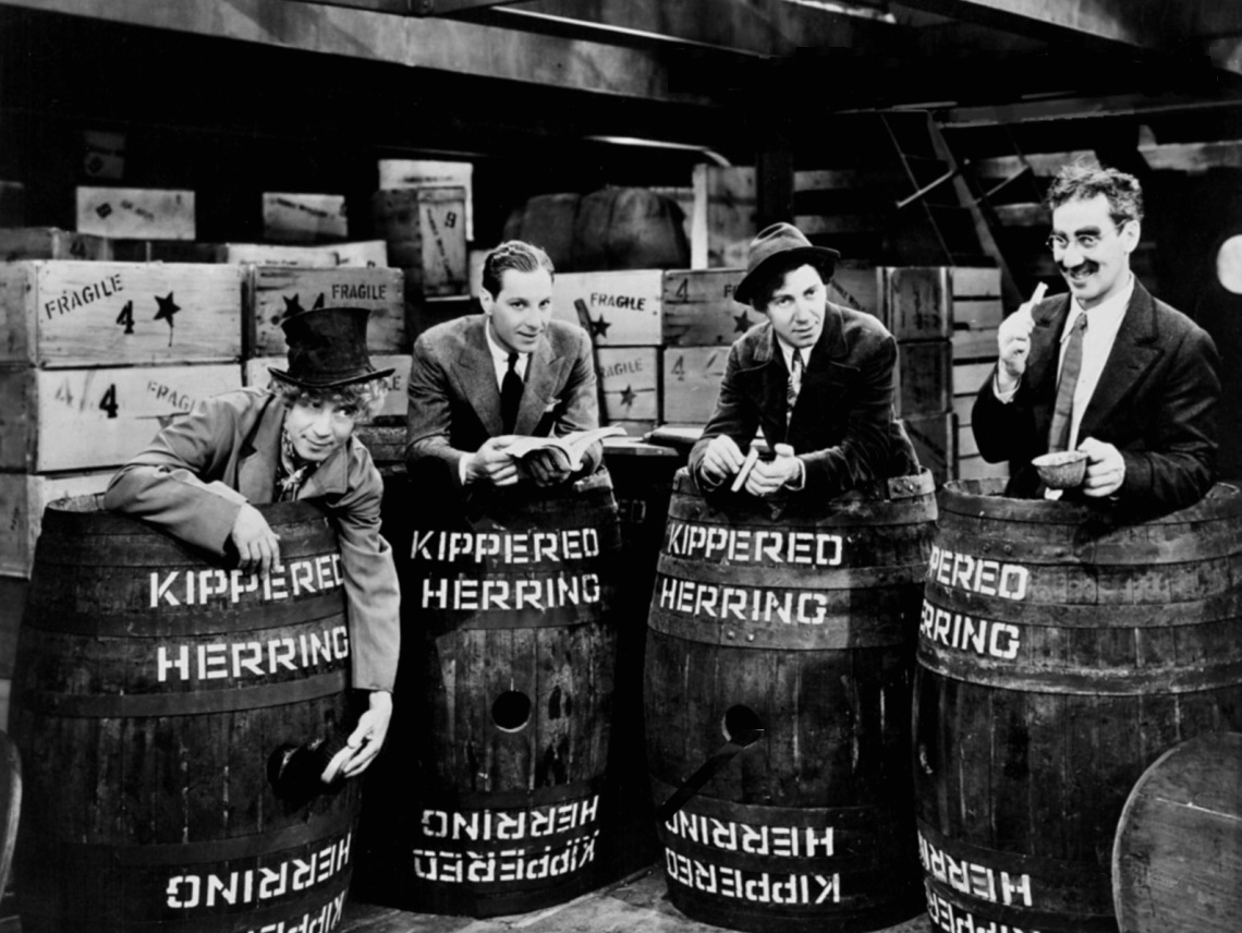 The Four Marx Brothers in Monkey Business (1931).
